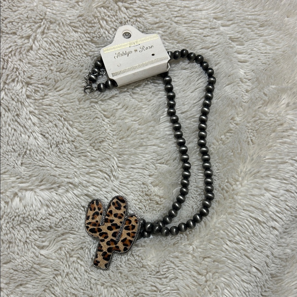 Leopard Cactus Pendant Necklace